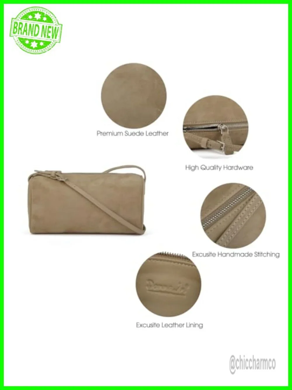 Premium Suede Leather Crossbody Hobo Bag with Adjustable Strap